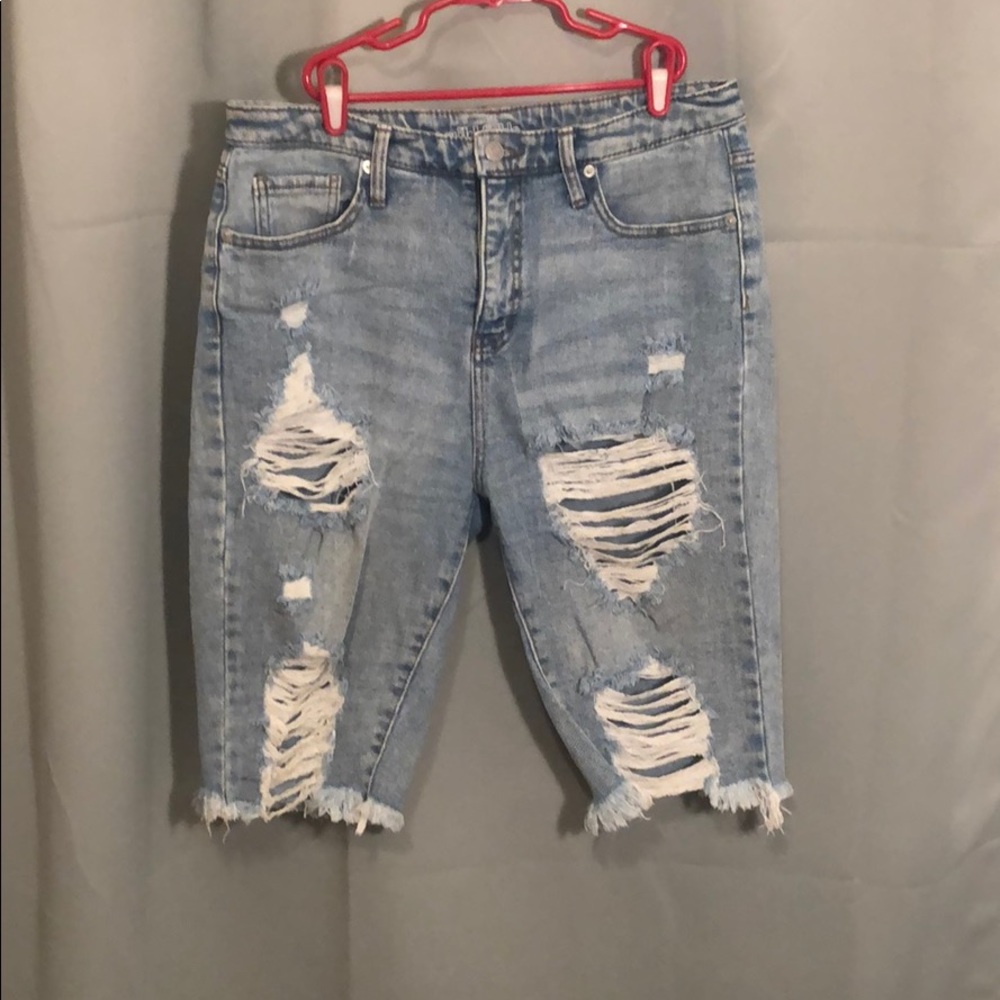 Ripped jean shorts